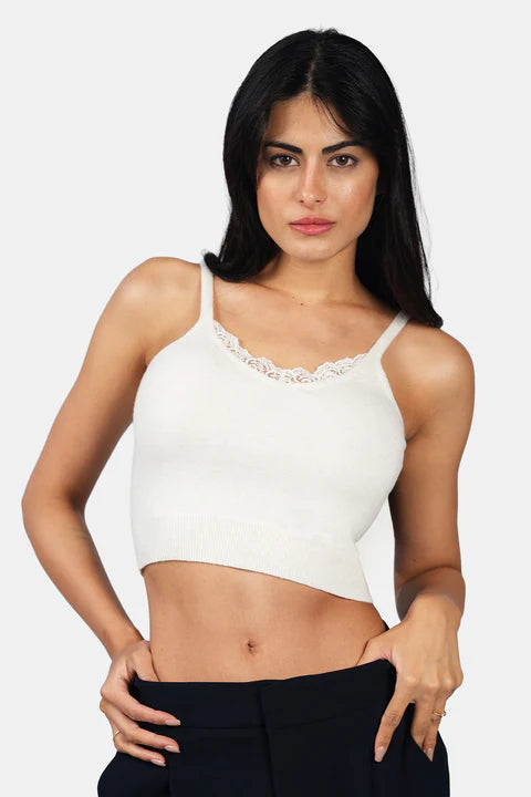 The Glamoraa Lolo Viscose Lurex Knit Set – Strappy Cami & Cardigan