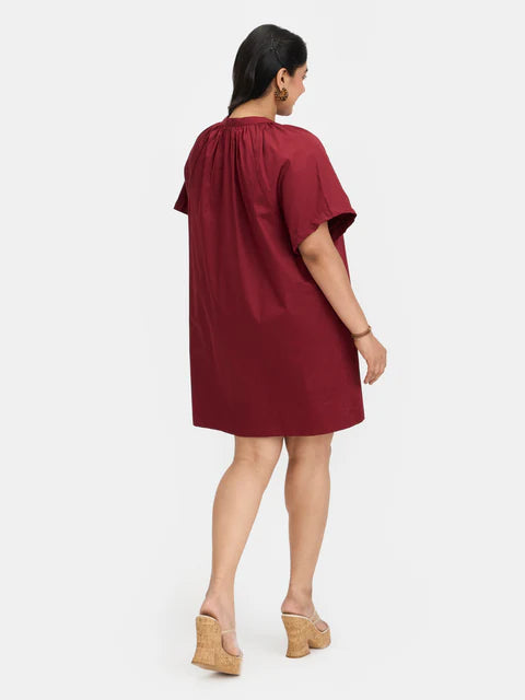 The Glamoraa Temrin Tie-Up A-Line Dress – 100% Cotton