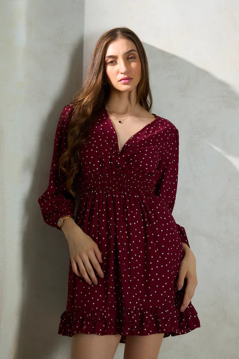 Glamoraa Rasmin Polka Dot Viscose Dress