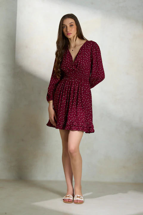 Glamoraa Rasmin Polka Dot Viscose Dress