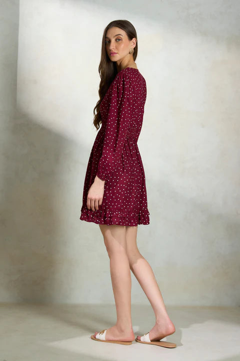 Glamoraa Rasmin Polka Dot Viscose Dress
