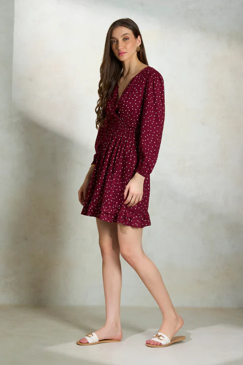 Glamoraa Rasmin Polka Dot Viscose Dress