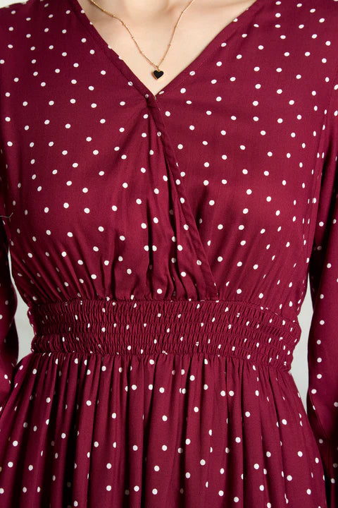 Glamoraa Rasmin Polka Dot Viscose Dress