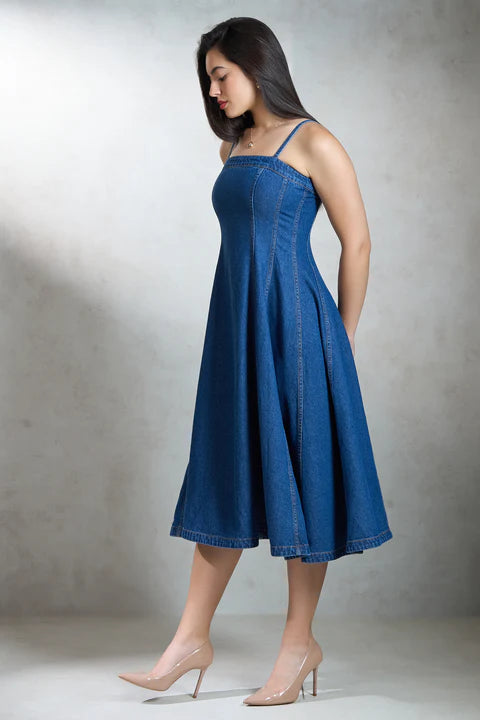 The Glamoraa Brielle Banded Flared Denim Dress
