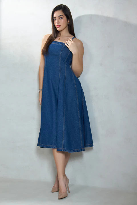 The Glamoraa Brielle Banded Flared Denim Dress
