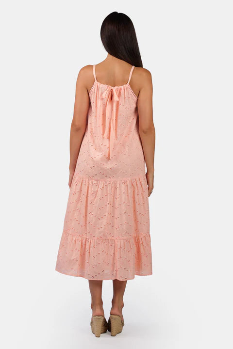 The Glamoraa Cotton Schiffli Halter Kurti Style maxi Dress