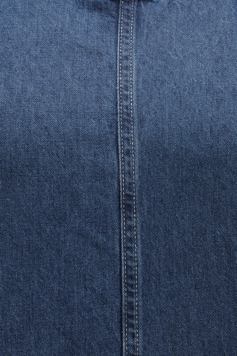 Glamoraa Sleah Denim A-Line Midi Denim Dress