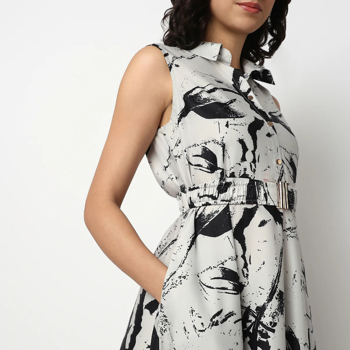 Buy Glamoraa Delhi Girl Style Modern Abstract Flair Flared Dress Online in India