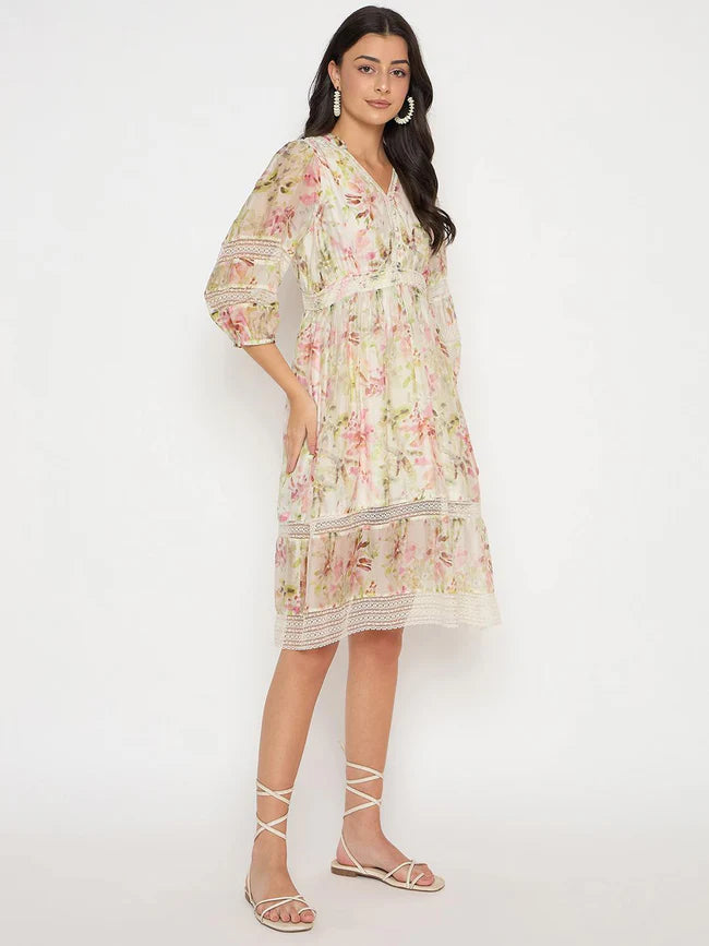 Buy Glamoraa Style Girl V-Neck Floral Nylon Punjabi Dress Online